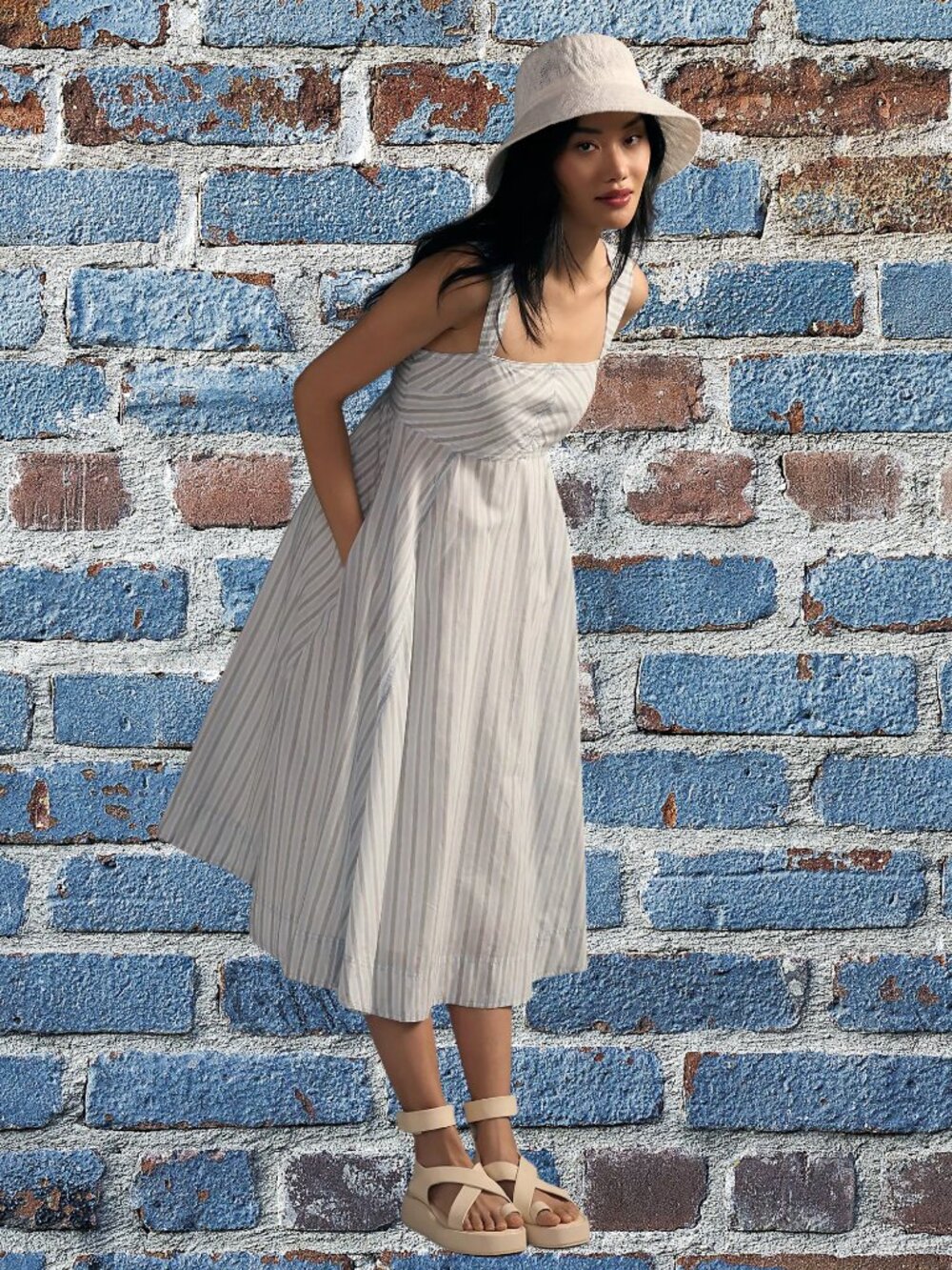 NWT Pilcro Square-Neck Babydoll Midi Dress in size XS